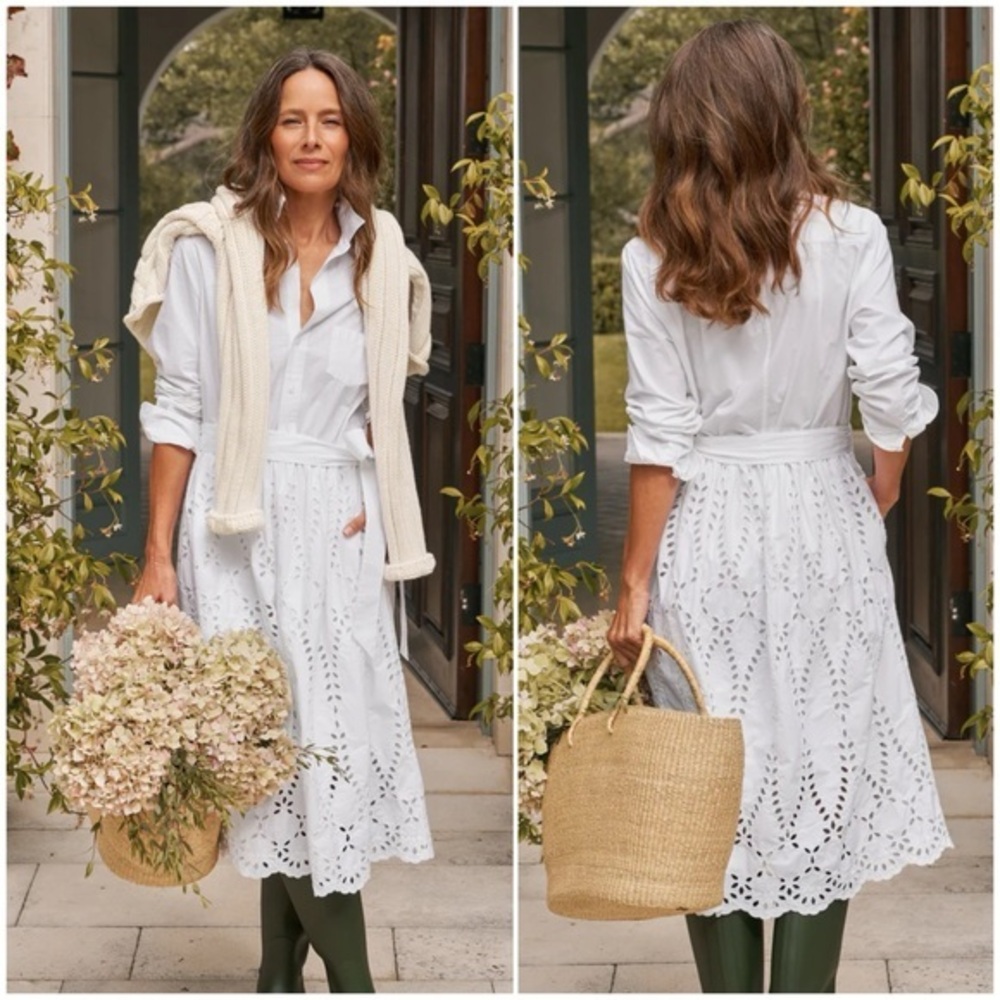 Frank & Eileen Grace Eyelet Midi Dress White Size XS $598
